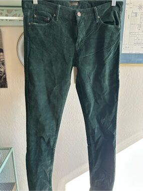 MOTHER “The Looker” Pine Green Skinny Corduroy Jeans
